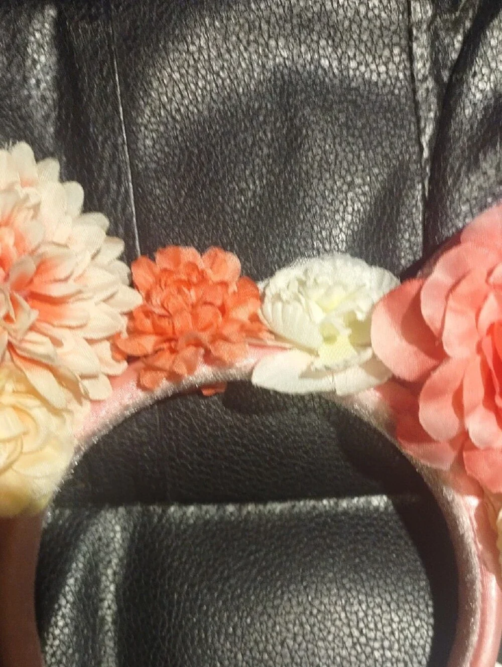 Disney Parks Floral Mouse Ear Headband - Coral & Cream